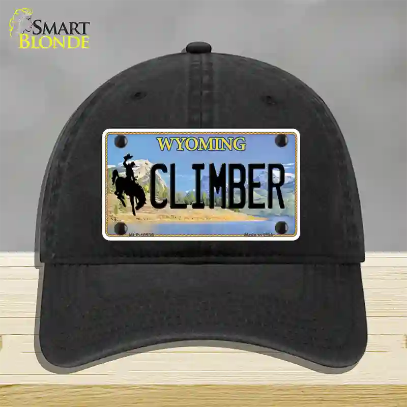 Climber Wyoming Novelty License Plate Hat Unconstructed Cotton / Black