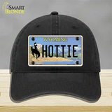 Hottie Wyoming Novelty License Plate Hat Unconstructed Cotton / Black