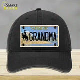 Grandma Wyoming Novelty License Plate Hat Unconstructed Cotton / Black