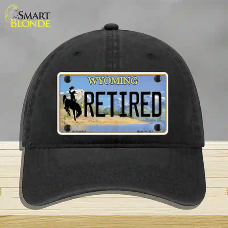 Retired Wyoming Novelty License Plate Hat Unconstructed Cotton / Black