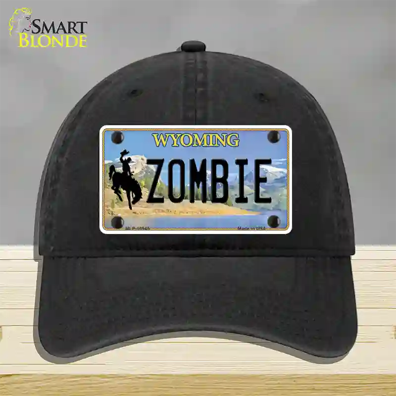 Zombie Wyoming Novelty License Plate Hat Unconstructed Cotton / Black