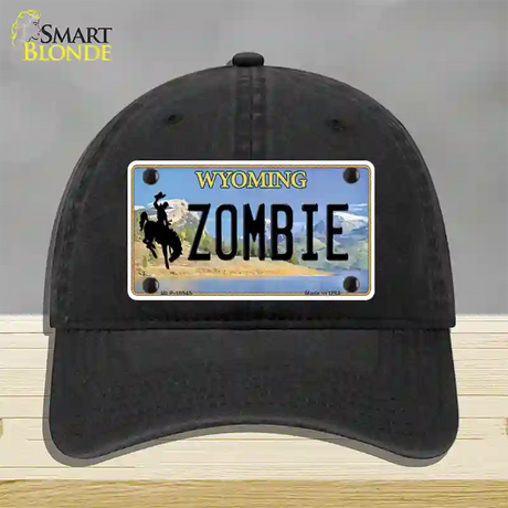 Zombie Wyoming Novelty License Plate Hat Unconstructed Cotton / Black