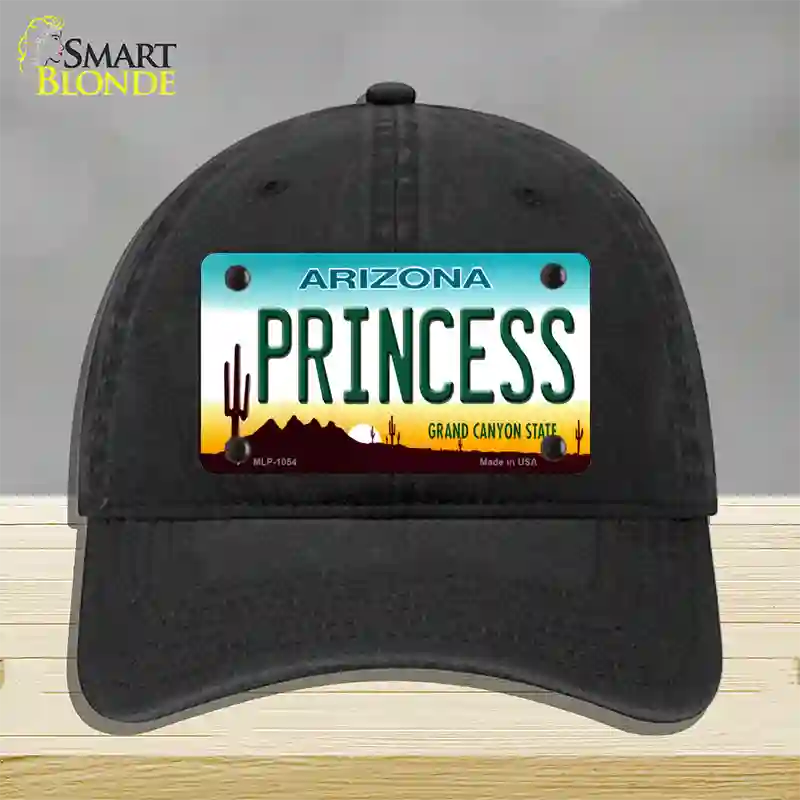 Princess Arizona Novelty License Plate Hat Unconstructed Cotton / Black