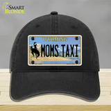 Moms Taxi Wyoming Novelty License Plate Hat Unconstructed Cotton / Black