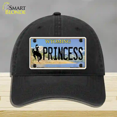 Princess Wyoming Novelty License Plate Hat Unconstructed Cotton / Black