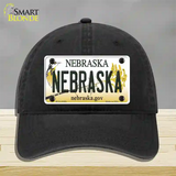 Nebraska Gov Novelty License Plate Hat Unconstructed Cotton / Black