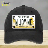 N Joy NE Nebraska Novelty License Plate Hat Unconstructed Cotton / Black