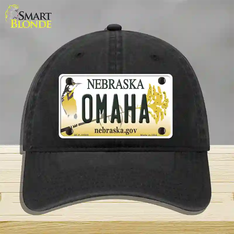 Omaha Nebraska Novelty License Plate Hat Unconstructed Cotton / Black