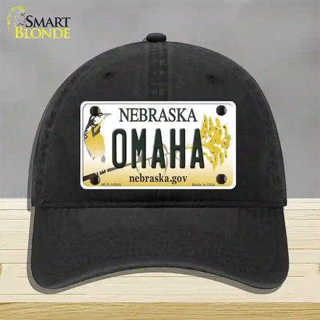 Omaha Nebraska Novelty License Plate Hat Unconstructed Cotton / Black