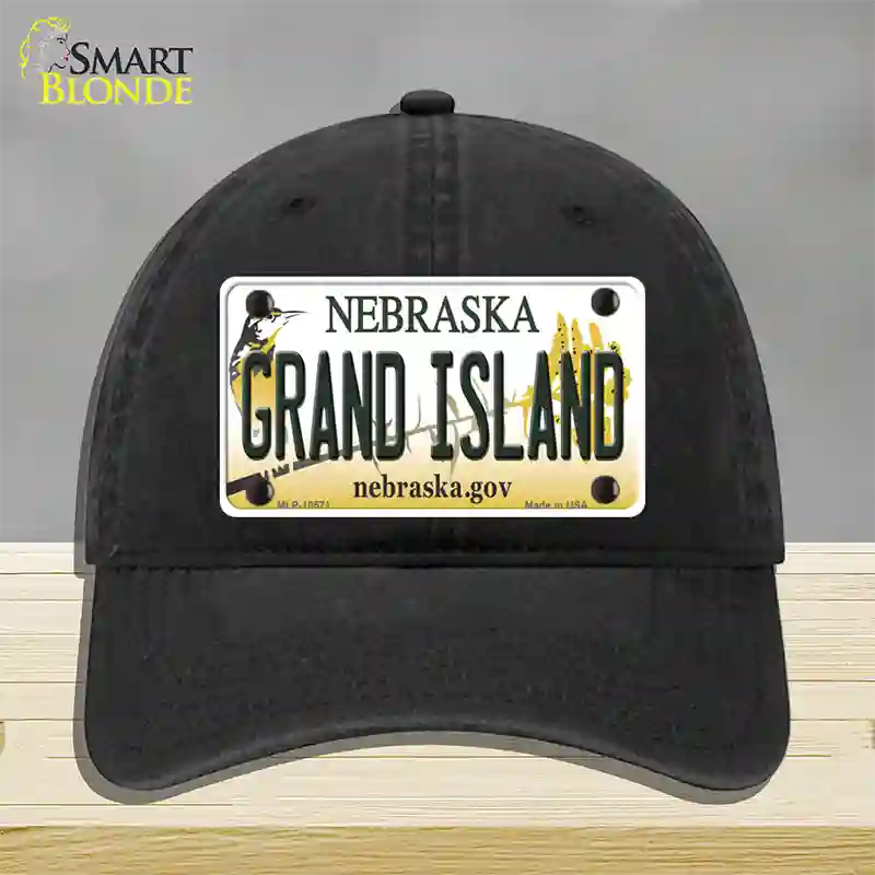 Grand Island Nebraska Novelty License Plate Hat Unconstructed Cotton / Black