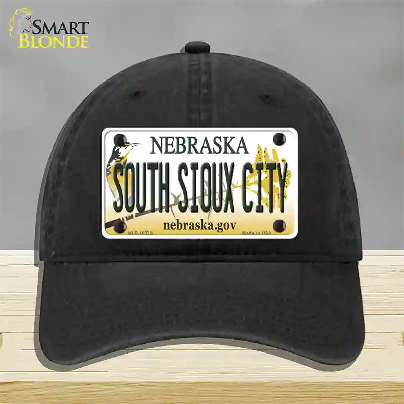 South Sioux City Nebraska Novelty License Plate Hat Unconstructed Cotton / Black