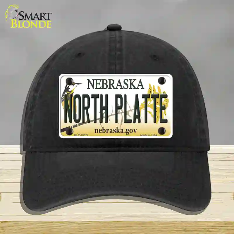 North Platte Nebraska Novelty License Plate Hat Unconstructed Cotton / Black