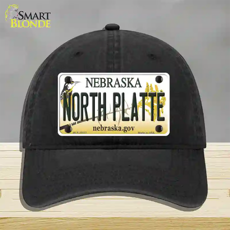 North Platte Nebraska Novelty License Plate Hat Unconstructed Cotton / Black