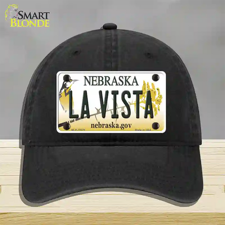 La Vista Nebraska Novelty License Plate Hat Unconstructed Cotton / Black