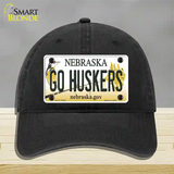 Go Huskers Nebraska Novelty License Plate Hat Unconstructed Cotton / Black