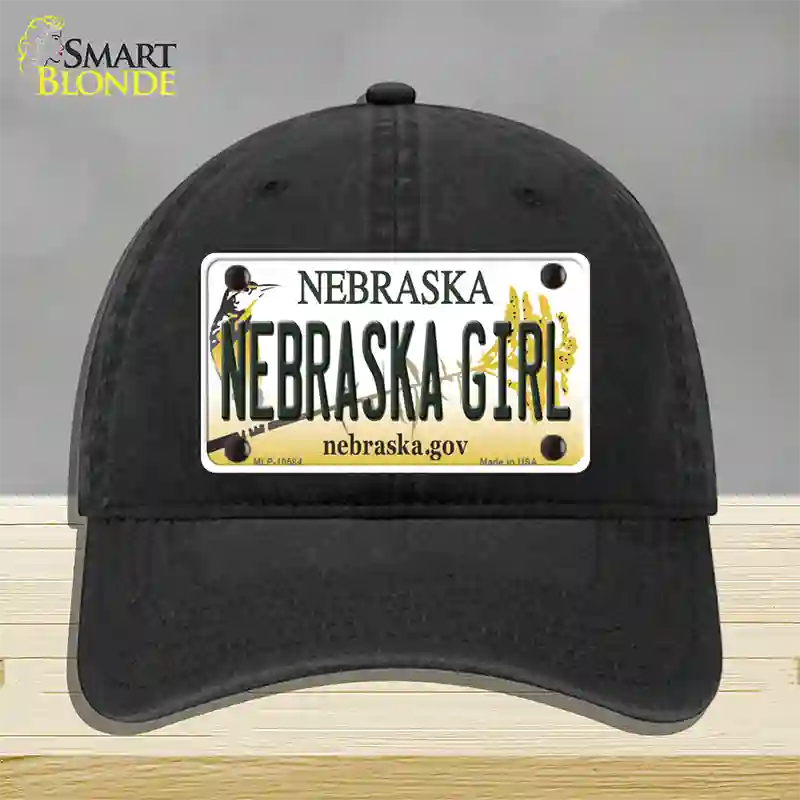 Nebraska Girl Novelty License Plate Hat Unconstructed Cotton / Black