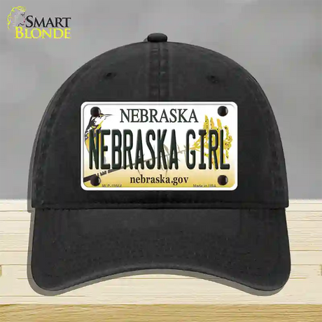 Nebraska Girl Novelty License Plate Hat Unconstructed Cotton / Black