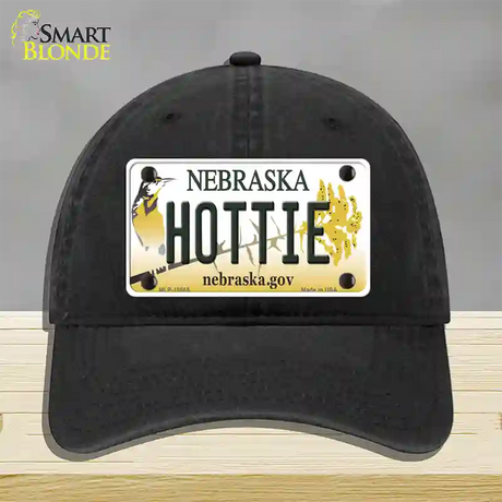 Hottie Nebraska Novelty License Plate Hat Unconstructed Cotton / Black