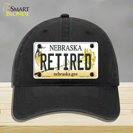 Retired Nebraska Novelty License Plate Hat Unconstructed Cotton / Black