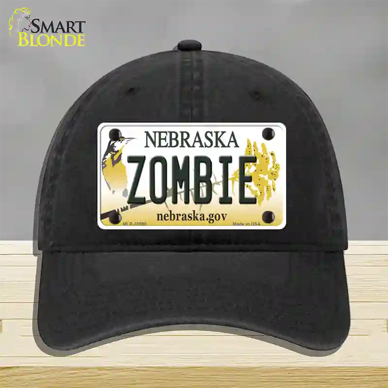 Zombie Nebraska Novelty License Plate Hat Unconstructed Cotton / Black