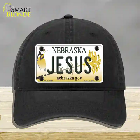 Jesus Nebraska Novelty License Plate Hat Unconstructed Cotton / Black