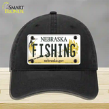 Fishing Nebraska Novelty License Plate Hat Unconstructed Cotton / Black