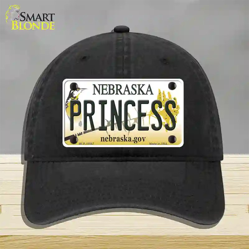 Princess Nebraska Novelty License Plate Hat Unconstructed Cotton / Black