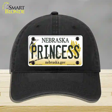 Princess Nebraska Novelty License Plate Hat Unconstructed Cotton / Black