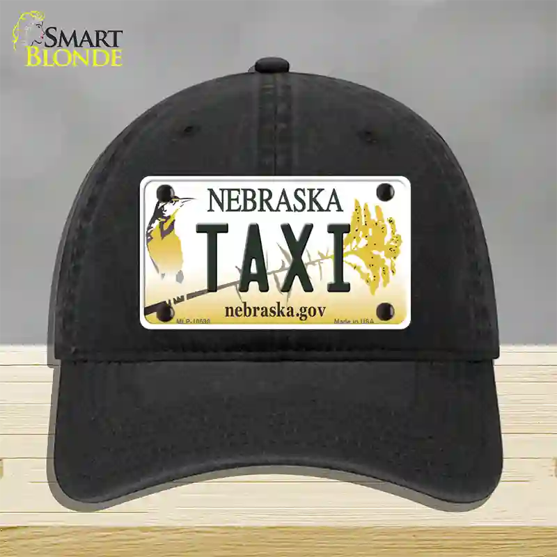 Taxi Nebraska Novelty License Plate Hat Unconstructed Cotton / Black