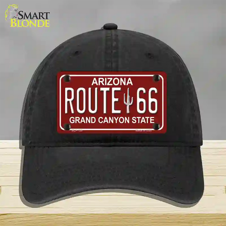 Route 66 Arizona Red Novelty License Plate Hat Unconstructed Cotton / Black