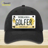 Golfer Nebraska Novelty License Plate Hat Unconstructed Cotton / Black