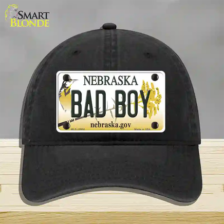 Bad Boy Nebraska Novelty License Plate Hat Unconstructed Cotton / Black