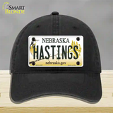 Hastings Nebraska Novelty License Plate Hat Unconstructed Cotton / Black