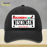 Wisconsin Dairyland Novelty License Plate Hat Unconstructed Cotton / Black