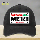 I Love Wisconsin Novelty License Plate Hat Unconstructed Cotton / Black