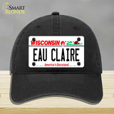 Eau Claire Wisconsin Novelty License Plate Hat Unconstructed Cotton / Black