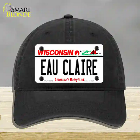 Eau Claire Wisconsin Novelty License Plate Hat Unconstructed Cotton / Black