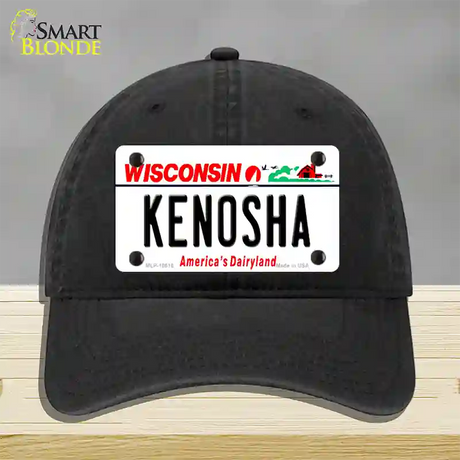 Kenosha Wisconsin Novelty License Plate Hat Unconstructed Cotton / Black