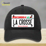 La Crosse Wisconsin Novelty License Plate Hat Unconstructed Cotton / Black