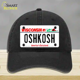 Oshkosh Wisconsin Novelty License Plate Hat Unconstructed Cotton / Black