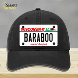 Baraboo Wisconsin Novelty License Plate Hat Unconstructed Cotton / Black