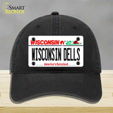 Wisconsin Dells Wisconsin Novelty License Plate Hat Unconstructed Cotton / Black