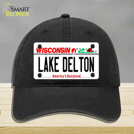 Lake Dalton Wisconsin Novelty License Plate Hat Unconstructed Cotton / Black