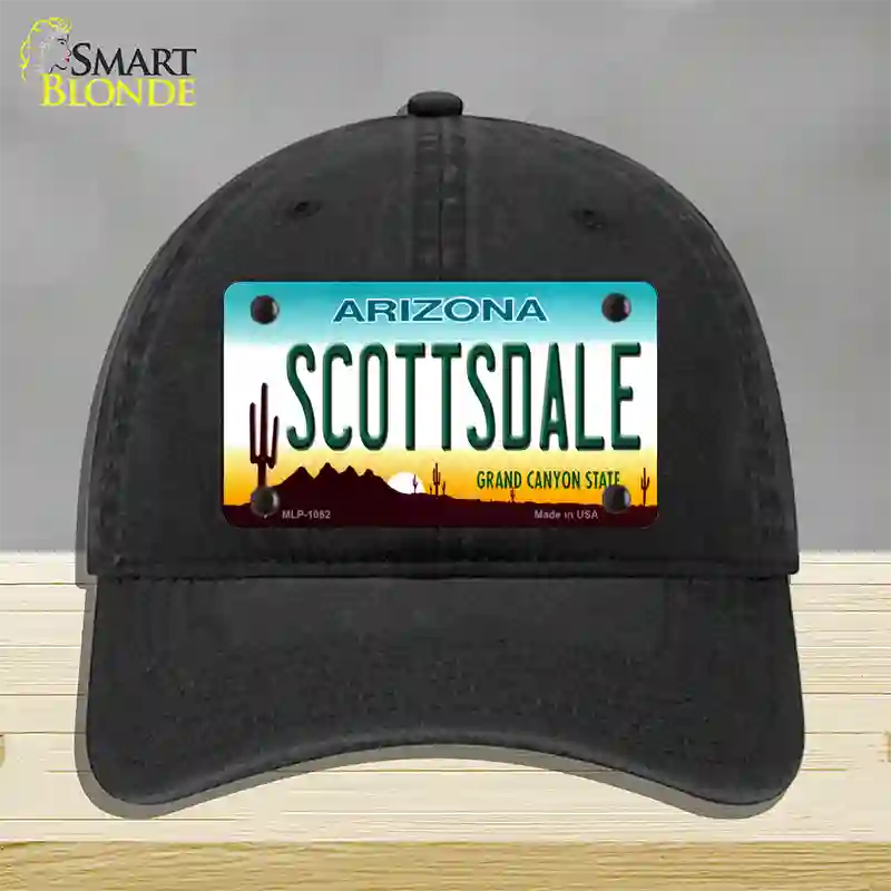 Scottsdale Arizona Novelty License Plate Hat Unconstructed Cotton / Black