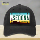 Sedona Arizona Novelty License Plate Hat Unconstructed Cotton / Black