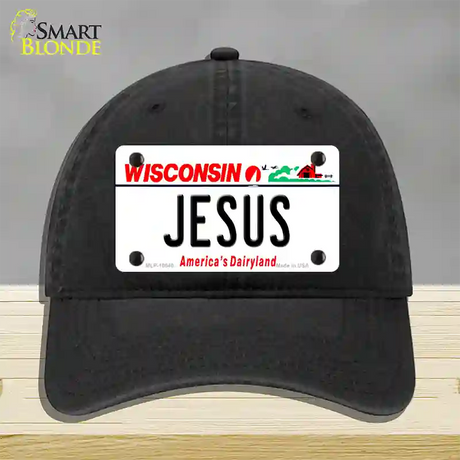 Jesus Wisconsin Novelty License Plate Hat Unconstructed Cotton / Black