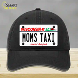 Moms Taxi Wisconsin Novelty License Plate Hat Unconstructed Cotton / Black