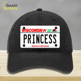 Princess Wisconsin Novelty License Plate Hat Unconstructed Cotton / Black