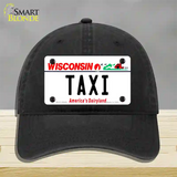 Taxi Wisconsin Novelty License Plate Hat Unconstructed Cotton / Black