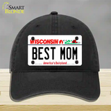 Best Mom Wisconsin Novelty License Plate Hat Unconstructed Cotton / Black